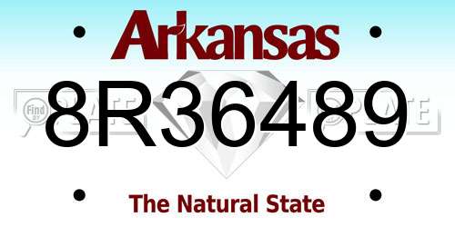 8R36489 Arkansas License Plate