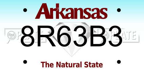 8R63B3 Arkansas License Plate