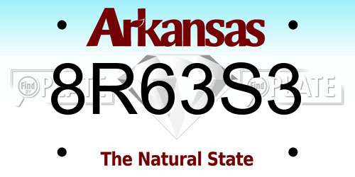 8R63S3 Arkansas License Plate