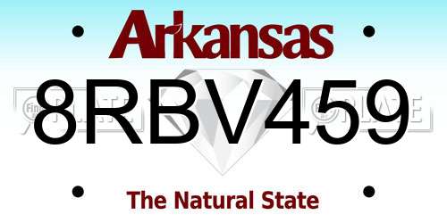 8RBV459 Arkansas License Plate