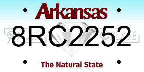 8RC2252 Arkansas License Plate