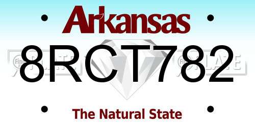 8RCT782 Arkansas License Plate