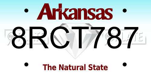 8RCT787 Arkansas License Plate