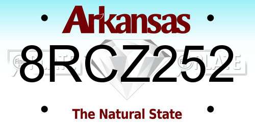 8RCZ252 Arkansas License Plate