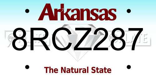 8RCZ287 Arkansas License Plate