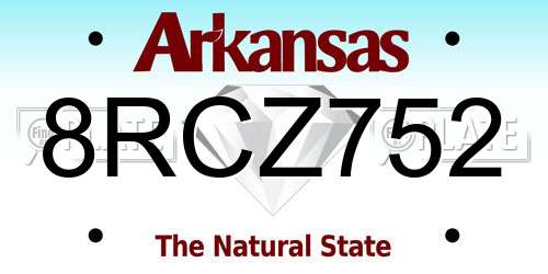 8RCZ752 Arkansas License Plate