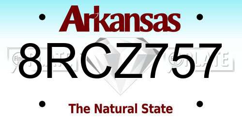 8RCZ757 Arkansas License Plate