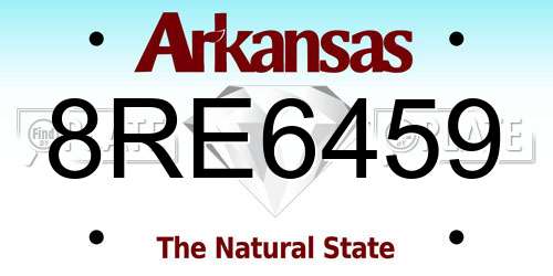 8RE6459 Arkansas License Plate