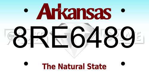 8RE6489 Arkansas License Plate