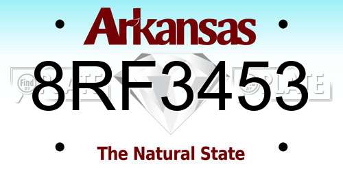 8RF3453 Arkansas License Plate