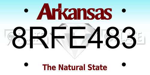 8RFE483 Arkansas License Plate