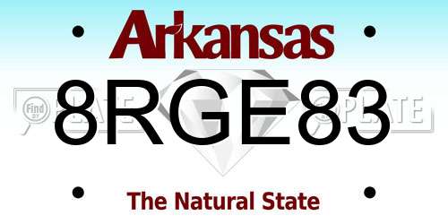 8RGE83 Arkansas License Plate