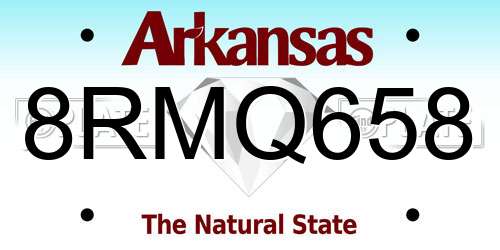 8RMQ658 Arkansas License Plate