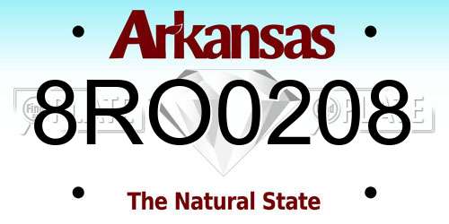 8RO0208 Arkansas License Plate