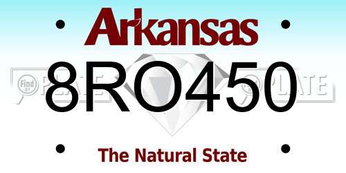 8RO450 Arkansas License Plate