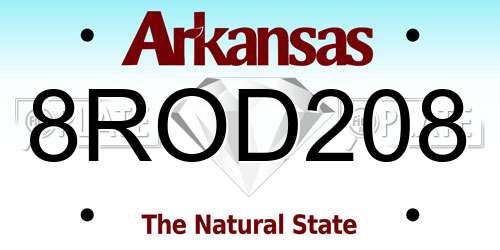 8ROD208 Arkansas License Plate