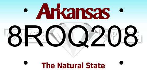 8ROQ208 Arkansas License Plate
