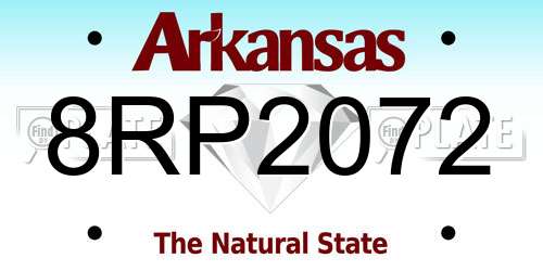 8RP2072 Arkansas License Plate