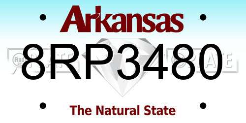 8RP3480 Arkansas License Plate