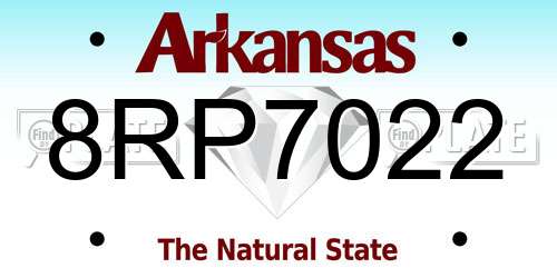 8RP7022 Arkansas License Plate