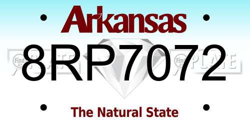 8RP7072 Arkansas License Plate
