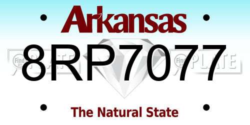 8RP7077 Arkansas License Plate