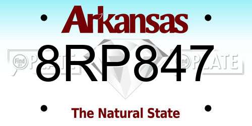 8RP847 Arkansas License Plate