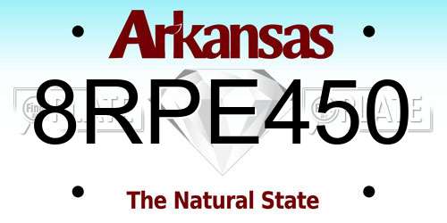 8RPE450 Arkansas License Plate