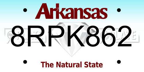 8RPK862 Arkansas License Plate