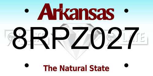 8RPZ027 Arkansas License Plate