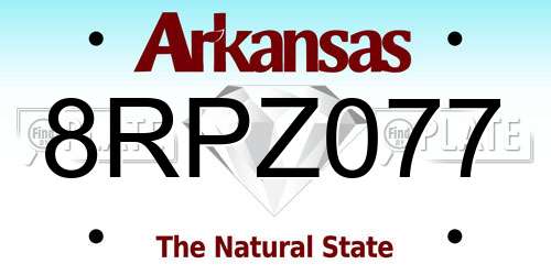 8RPZ077 Arkansas License Plate