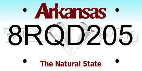 8RQD205 Arkansas License Plate