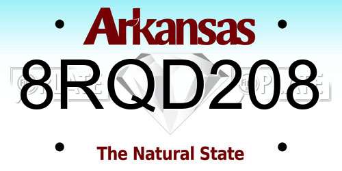 8RQD208 Arkansas License Plate