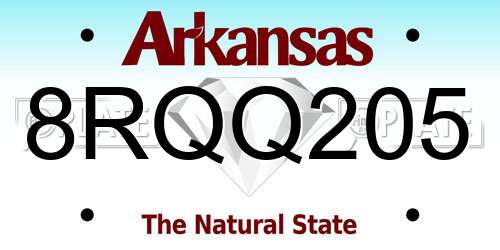 8RQQ205 Arkansas License Plate