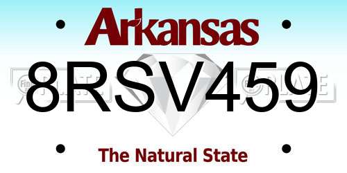8RSV459 Arkansas License Plate