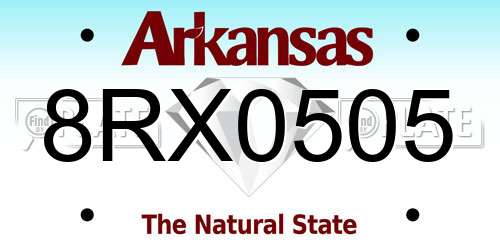 8RX0505 Arkansas License Plate