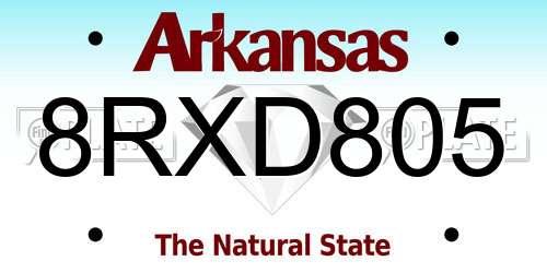 8RXD805 Arkansas License Plate