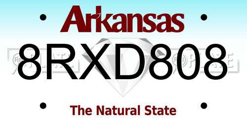 8RXD808 Arkansas License Plate
