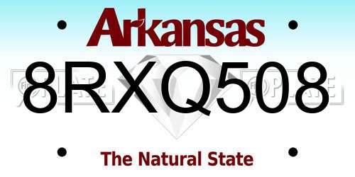8RXQ508 Arkansas License Plate