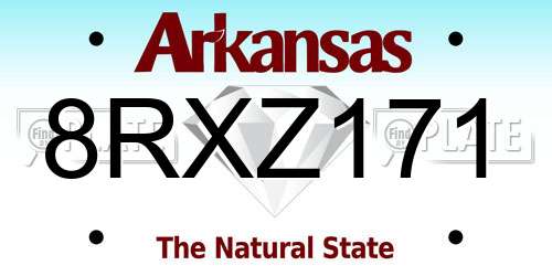 8RXZ171 Arkansas License Plate