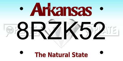 8RZK52 Arkansas License Plate