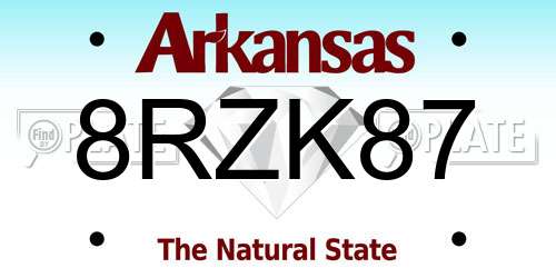 8RZK87 Arkansas License Plate