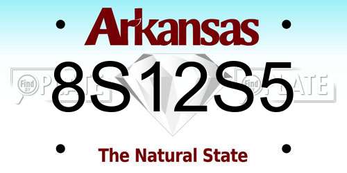 8S12S5 Arkansas License Plate