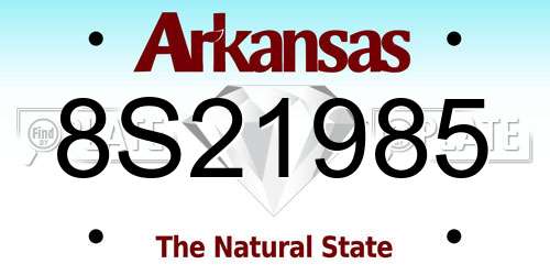 8S21985 Arkansas License Plate