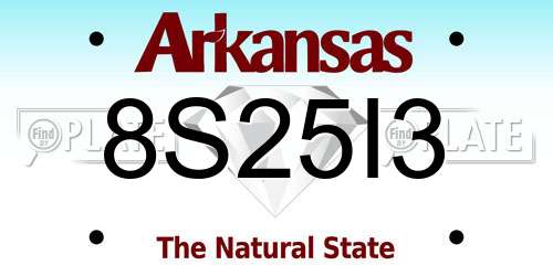 8S25I3 Arkansas License Plate