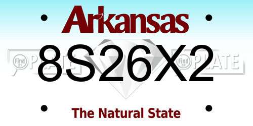 8S26X2 Arkansas License Plate