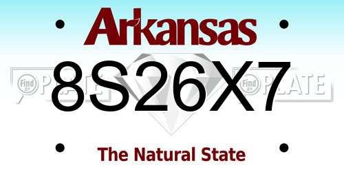 8S26X7 Arkansas License Plate