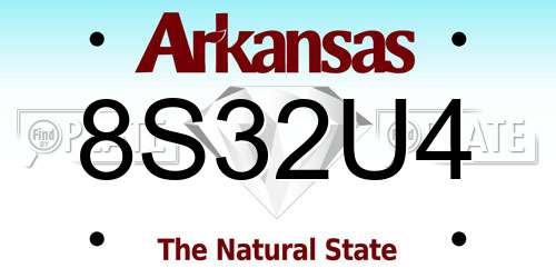 8S32U4 Arkansas License Plate