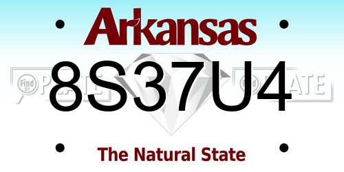 8S37U4 Arkansas License Plate