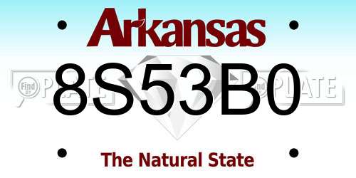 8S53B0 Arkansas License Plate